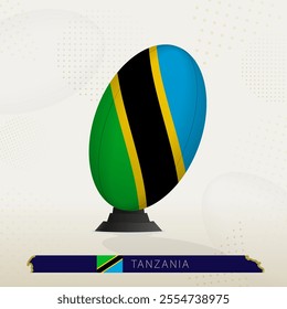 Tanzania Rugby Ball on Rugby Kicking Tees with Modern Design. Illustration perfect for sports, national pride, and rugby-related projects.