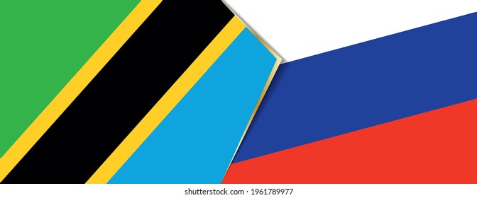Tanzania and Russia flags, two vector flags symbol of relationship or confrontation.