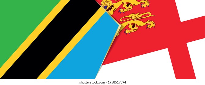 Tanzania and Sark flags, two vector flags symbol of relationship or confrontation.