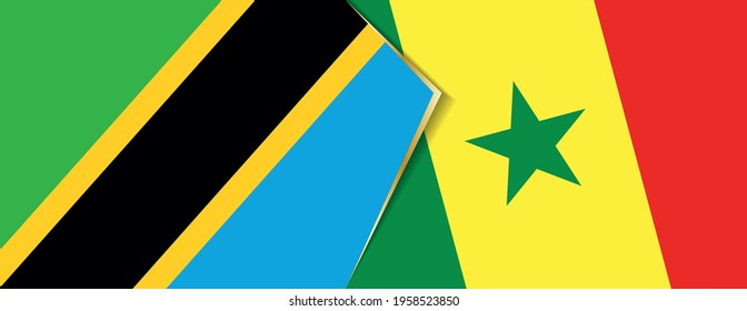 Tanzania and Senegal flags, two vector flags symbol of relationship or confrontation.