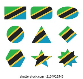 tanzania set of flags with geometric shapes