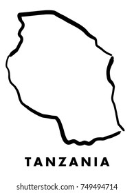 Tanzania simple map outline - smooth simplified country shape map vector.