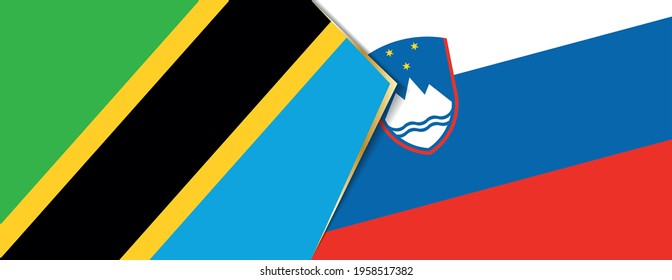 Banderas de Tanzania y Eslovenia, dos banderas vectoriales símbolo de relación o enfrentamiento.