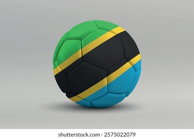 Tanzania soccer ball featuring the national flag design on a gray background