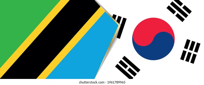 Tanzania and South Korea flags, two vector flags symbol of relationship or confrontation.