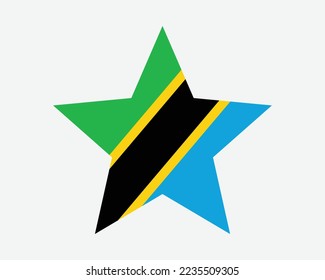 Tanzania Star Flag. Tanzanian Star Shape Flag United Republic of Tanzania Country National Banner Icon Symbol Vector Flat Artwork Graphic Illustration