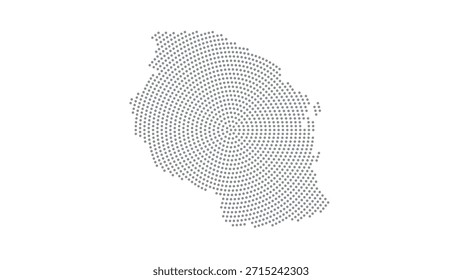 Tanzania Stylized halftone dot map with concentric circular pattern