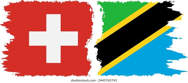 Tanzania and Switzerland grunge flags connection, vector