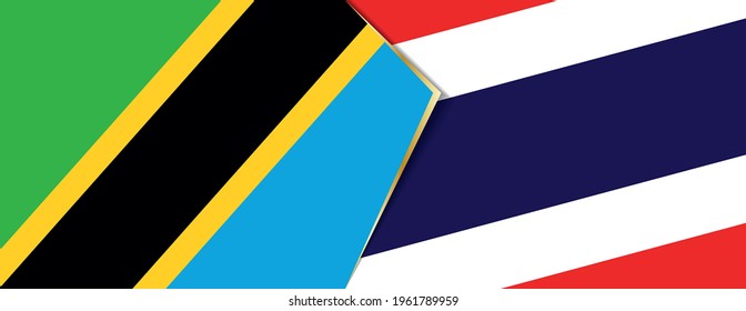 Banderas de Tanzania y Tailandia, dos banderas vectoriales símbolo de relación o enfrentamiento.