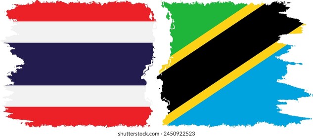 Tanzania and Thailand grunge flags connection, vector