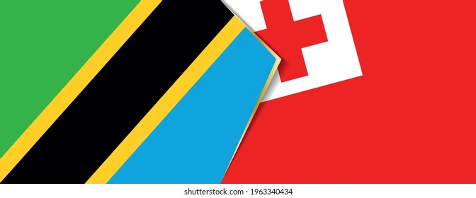 Tanzania and Tonga flags, two vector flags symbol of relationship or confrontation.