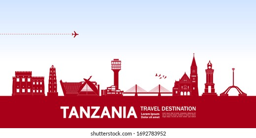 Tanzania travel destination grand vector illustration. 