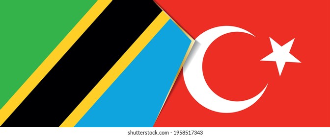Tanzania and Turkey flags, two vector flags symbol of relationship or confrontation.