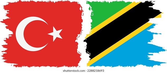 Tanzania and Turkey grunge flags connection, vector