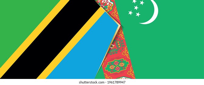 Banderas de Tanzania y Turkmenistán, dos banderas vectoriales símbolo de relación o enfrentamiento.