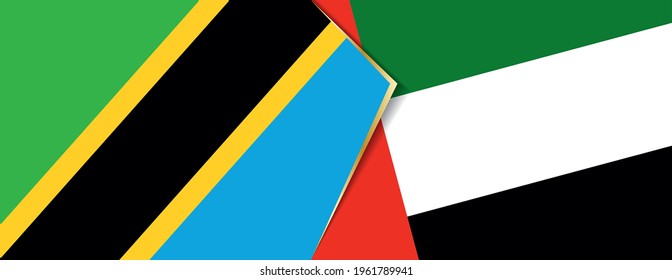 Tanzania and United Arab Emirates flags, two vector flags symbol of relationship or confrontation.