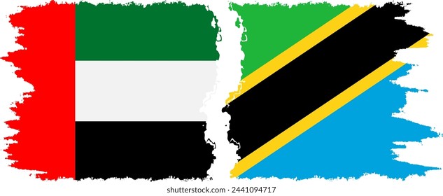 Tanzania and United Arab Emirates grunge flags connection, vector