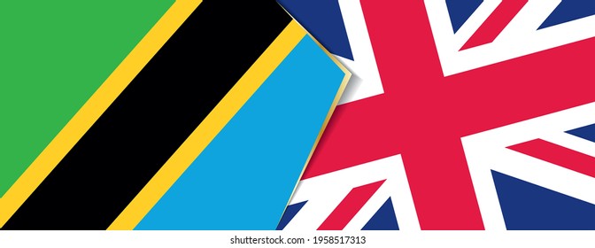 Tanzania and United Kingdom flags, two vector flags symbol of relationship or confrontation.