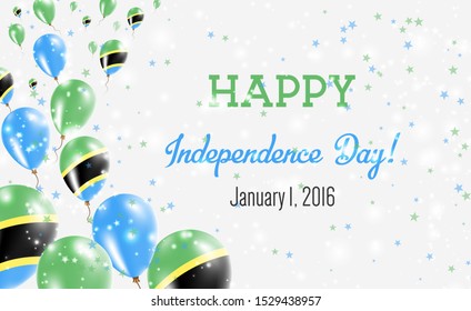Tanzania, United Republic of Independence Day Greeting Card. Flying Balloons in Tanzania, United Republic of National Colors. Happy Independence Day Tanzania, United Republic of Vector Illustration.