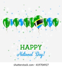 Tanzania, United Republic of Independence Day Sparkling Patriotic Poster. Happy Independence Day Card with Tanzania, United Republic of Flags, Confetti, Stars, Bokeh and Glitter.