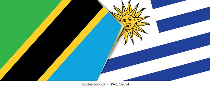 Banderas de Tanzania y Uruguay, dos banderas vectoriales símbolo de relación o enfrentamiento.