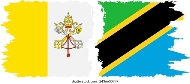 Tanzania and Vatican grunge flags connection, vector