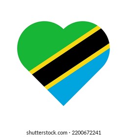 Tanzania vector flag heart on white background