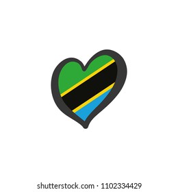 Tanzania Vector Flag Inside heart shape graphic element Illustration template design
