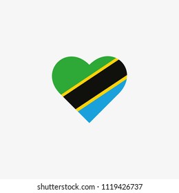 Tanzania Vector Flag Inside heart shape graphic element Illustration template design
