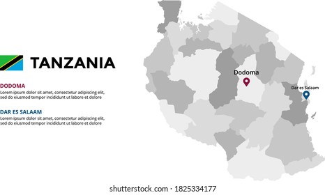 Tanzania vector map infographic template. Slide presentation. Global business marketing concept. Color country. World transportation geography data. 