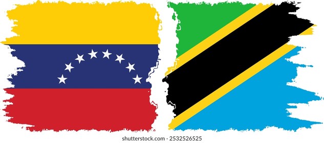 Tanzania and Venezuela grunge flags connection, vector