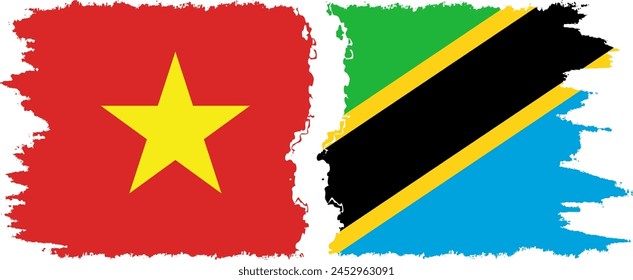 Tanzania and Vietnam grunge flags connection, vector