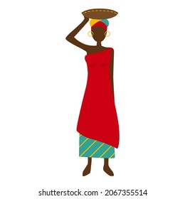 Tanzania woman on white background. Vector illistrarion of african girl.