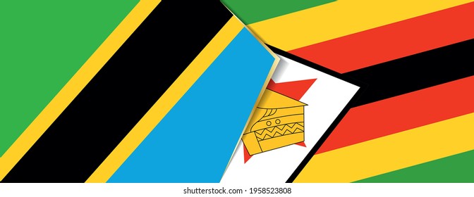 Banderas de Tanzania y Zimbabue, dos banderas vectoriales símbolo de relación o confrontación.