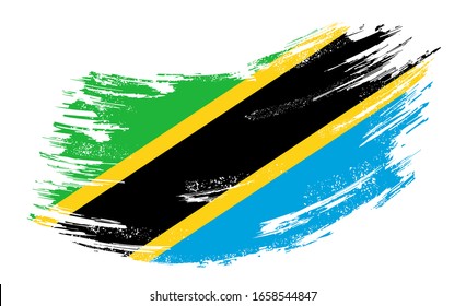 Tanzanian flag grunge brush background. Vector illustration.