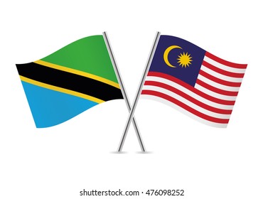 Tanzanian and Malaysian flags. Vector illustration.