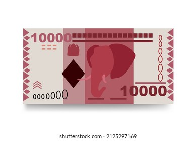 Tanzanian Shilling Vector Illustration. Tanzania money set bundle banknotes. Paper money 10000 TSH. Flat style. Isolated on white background. Simple minimal design.