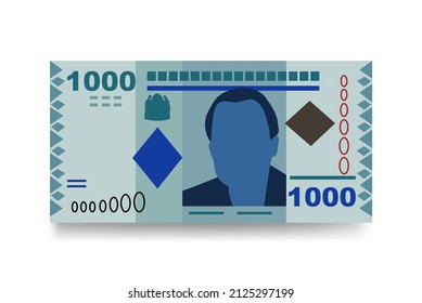 Tanzanian Shilling Vector Illustration. Tanzania money set bundle banknotes. Paper money 1000 TSH. Flat style. Isolated on white background. Simple minimal design.