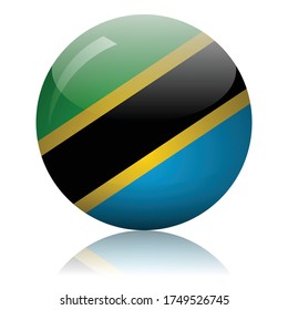 Tanzania's flag glass button vector illustration