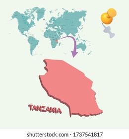 El lugar de Tanzania en el mundo. Mapa 3D