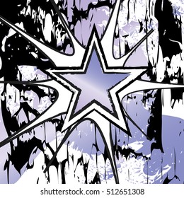Tanzanite colored rock n roll grunge star vector background