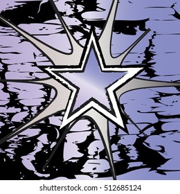 Tanzanite colored rock n roll grunge star vector background