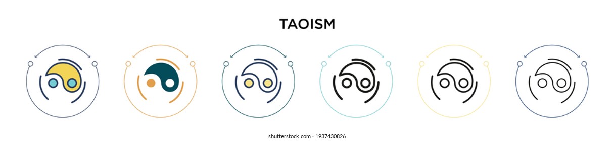 Taoism icon in filled, thin line, outline and stroke style. Vector illustration of two colored and black taoism vector icons designs can be used for mobile, ui, web