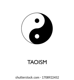 Taoism icon. Thin linear taoism outline icon isolated on white background from religion collection. 