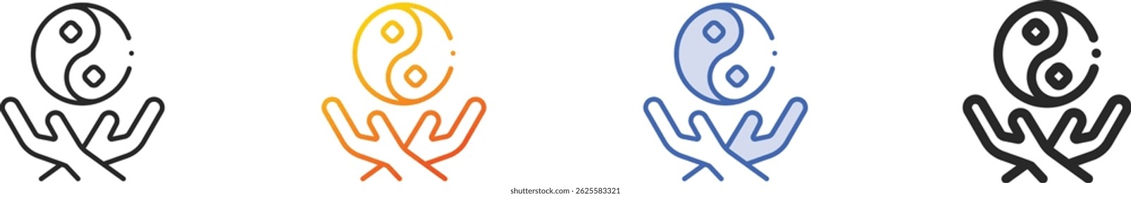 taoism icon.Thin Linear, Gradient, Blue Stroke and bold Style Design Isolated On White Background