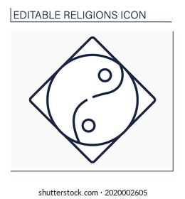 Taoism line icon. Chinese philosophical tradition. Idea of living in harmony with Tao.Includes elements of mysticism and meditation. Religion concept. Isolated vector illustration. Editable stroke