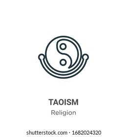 Taoism outline vector icon. Thin line black taoism icon, flat vector simple element illustration from editable religion concept isolated stroke on white background