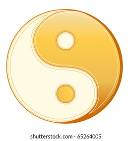 Taoism Symbol. Golden Yin Yang mandala of Tao faith isolated on a white background. EPS8 compatible.