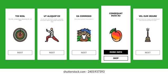taoism yang yin ying chinese onboarding mobile vector. harmony philosophy, china religion, yinyang fish, ghost jang, book carp taoism yang yin ying chinese Illustrations
