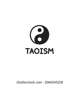 Taoism yin and yang logo kawaii doodle flat vector illustration icon